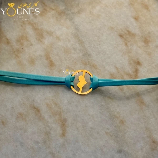 دستبند طلا چرم دولاین قلب توپر